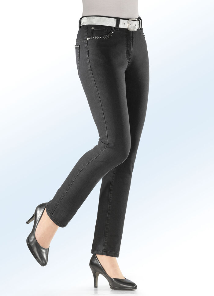 Comfortabele jeans met 5 zakken ZWART