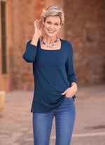 Shirt met vrolijke vierkante halslijn in 3 kleuren 