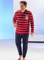 Pyjama met V-hals en garengeverfd gestreept dessin 