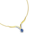 Halsketting met echte saffier en echte witte topaas