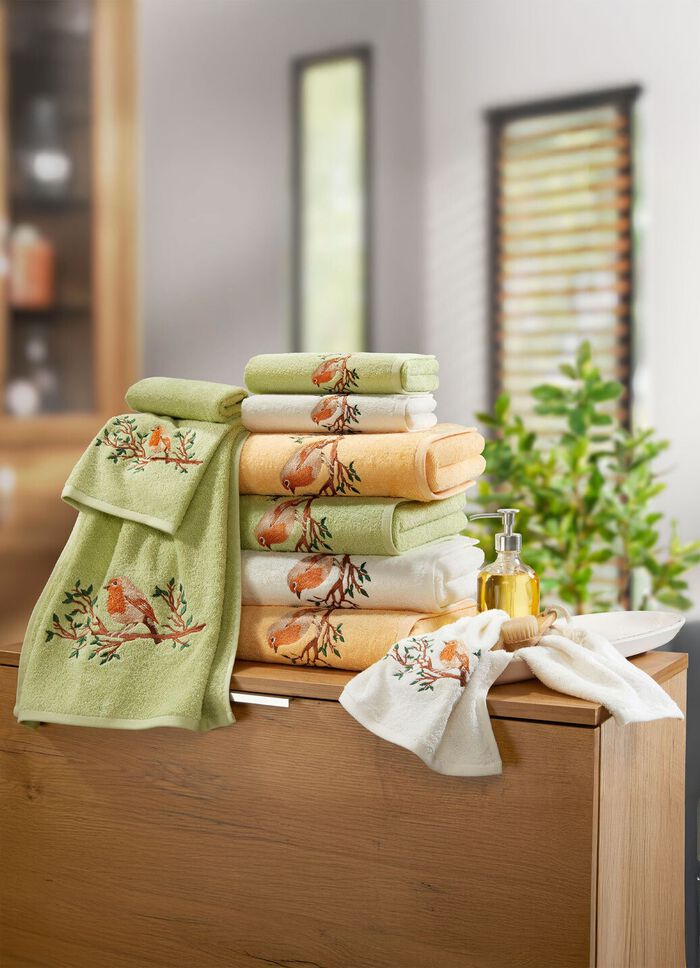 Geborduurde badstof serie ECRU