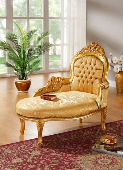Chaise longue met massief houten frame 