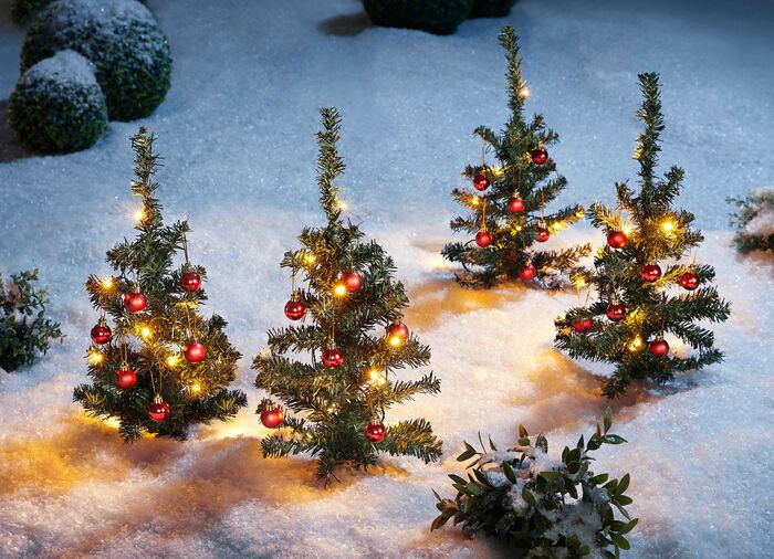 Led-dennenboom met ballen, set van 4 