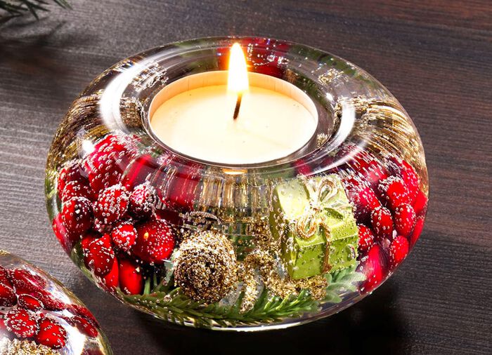 Theelichthouder van mondgeblazen glas 