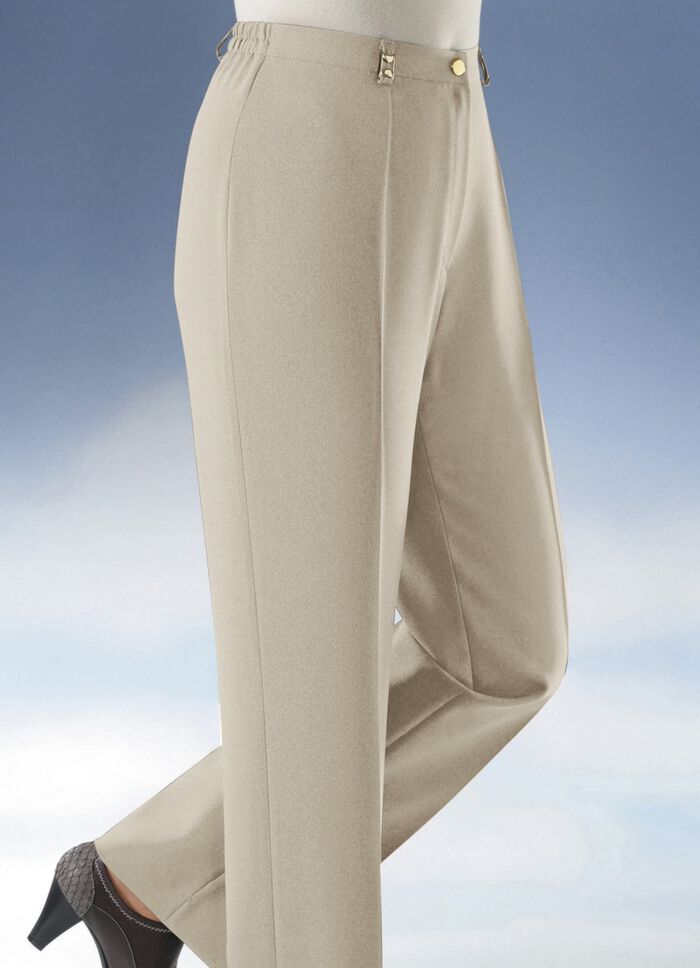 Broek met bredere tailleband in 9 kleuren LICHTBEIGE