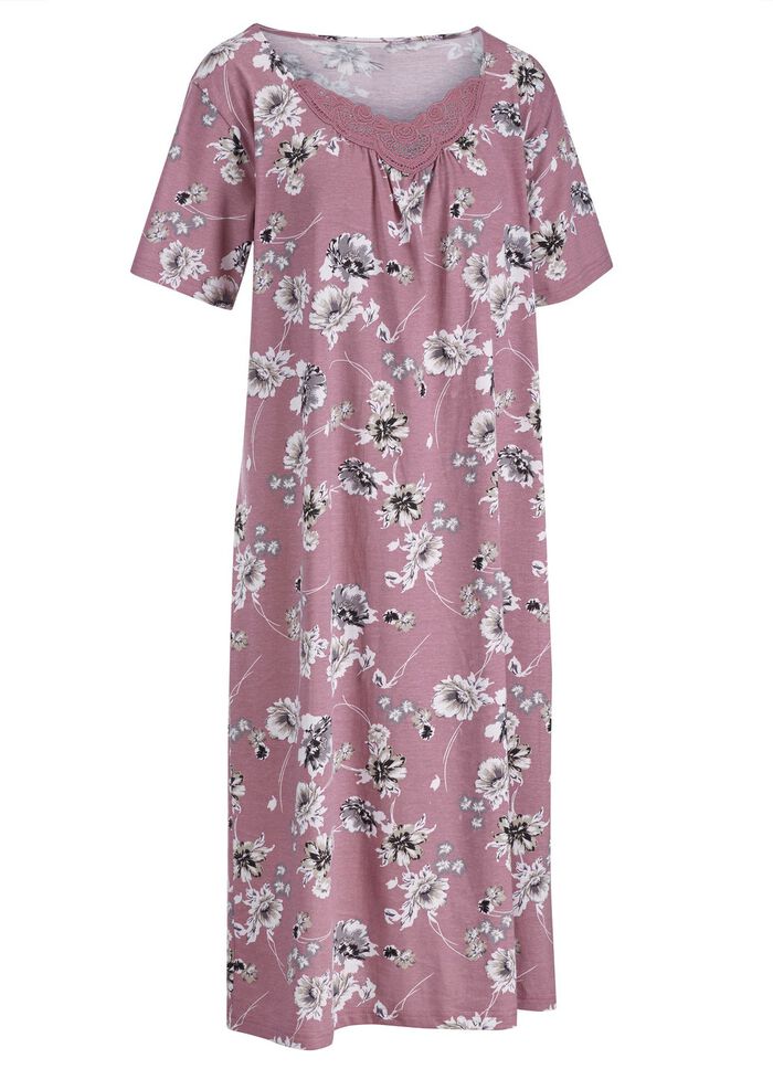 Twee-pack nachthemden tot op de kuit met geborduurd kant 