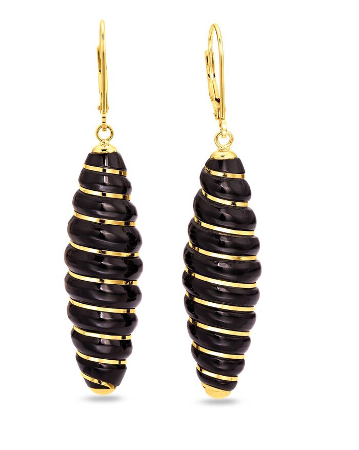 Oorbellen met echte zwarte agaat 