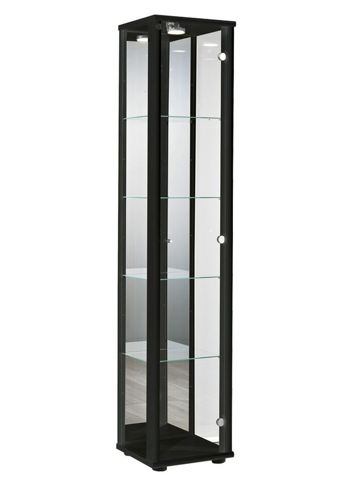 Vitrine, 1 deur, voorzien van LED-verlichting ZWART