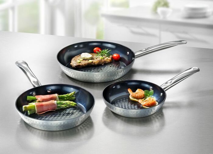 Ceraflon pannenset, 3-delig, met diamant-antiaanbaklaag 