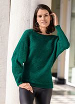 Trui met vleermuismouwen SMARAGDGROEN
