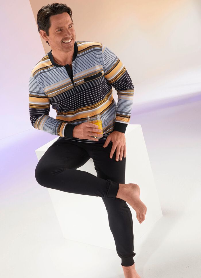 Pyjama met knoopsluiting en manchetten 