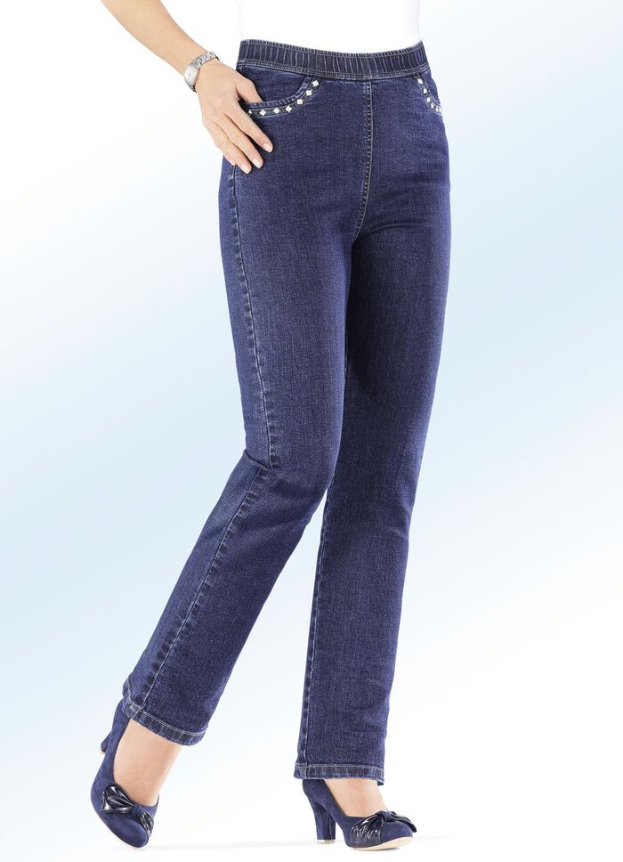 Jeans in een comfortabele slip-on stijl DONKERBLAUW