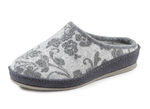 Pantoffels van wolvilt met bloemenprint GRIJS