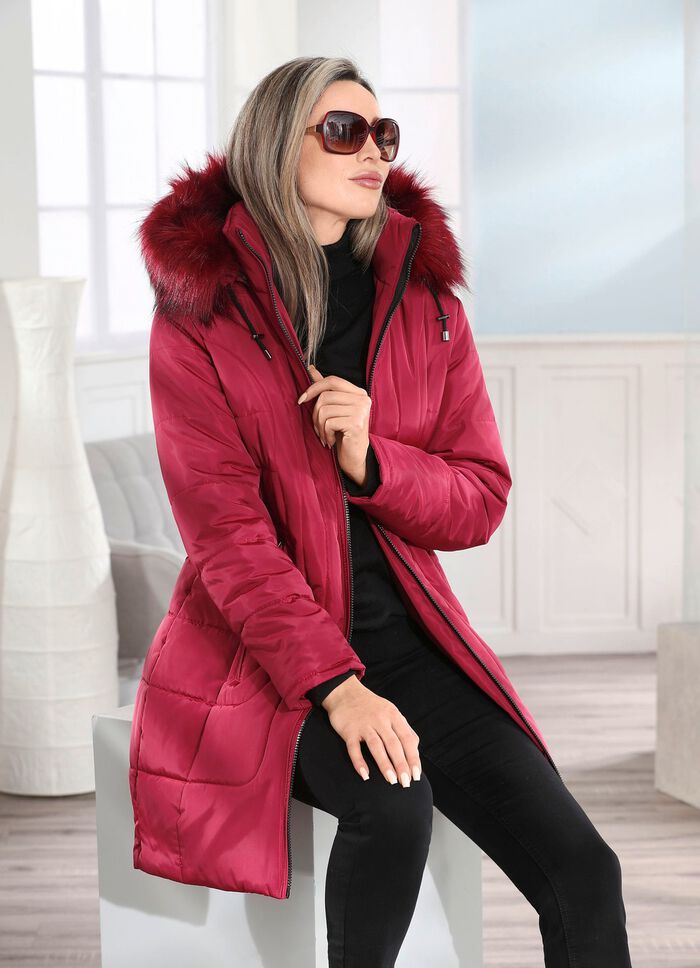 Korte jas met 2-weg ritssluiting KARMIJNROOD