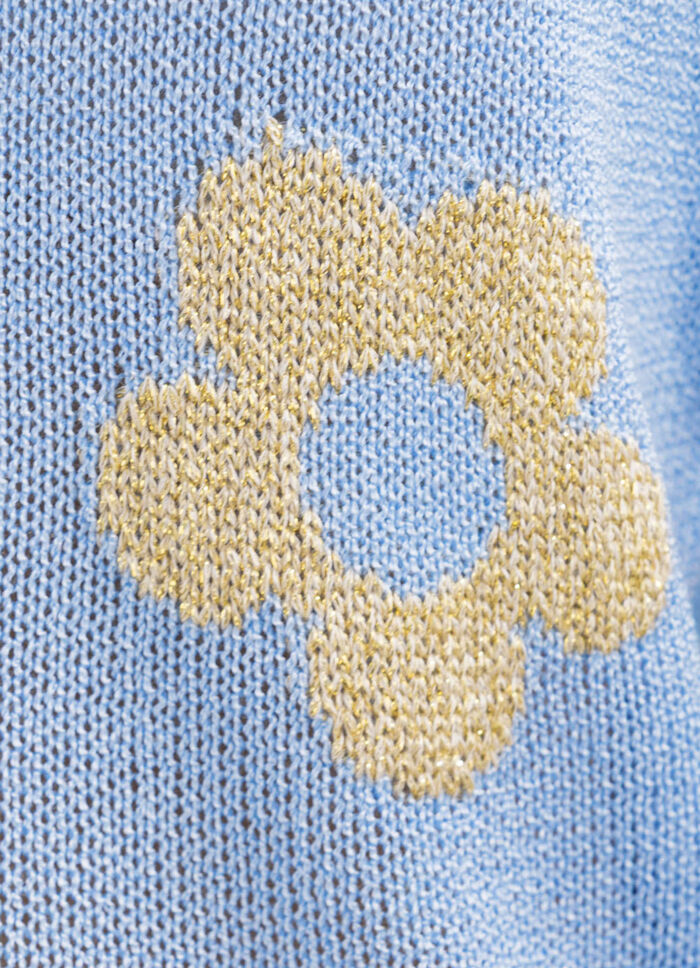 Glittertrui met bloemenmotieven 