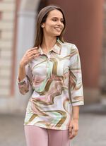 Poloshirt met korte knoopsluiting MUNT-ROZENHOUT-ECRU