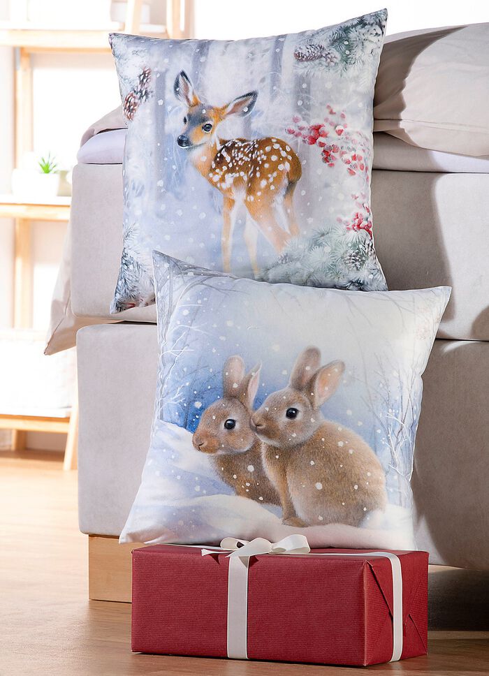 Fluweelzachte kussenslopen met ritssluiting ECRU-MULTICOLOR