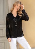 Kanten overhemd met V-hals 