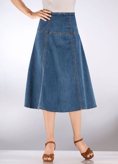 Denimrok met contrasterende deelnaden 