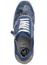 ELENA EDEN veterschoen met glanzend bedrukt elastisch materiaal BLAUW