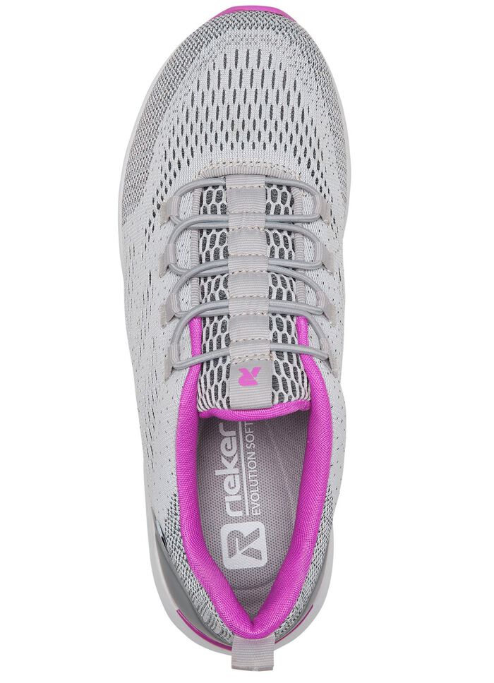 Rieker sneakers met elastische decoratieve vetersluiting GRIJS-ROZE