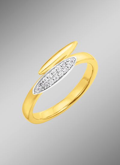 Vergulde damesring met zirkonia 