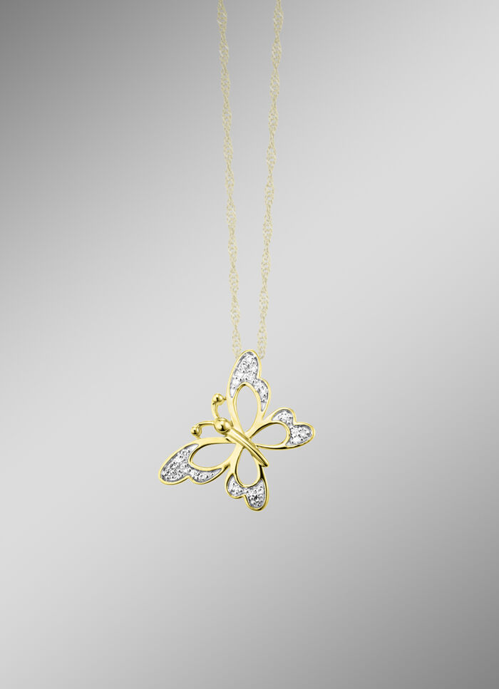 Vlinderhanger met 24 diamanten 