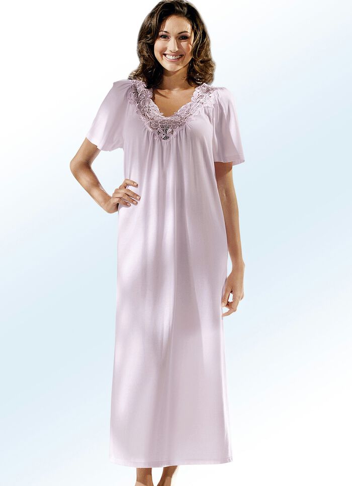 Nachthemd met korte mouwen en ronde hals ZACHTROZE