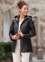 Leren jas met 2-weg rits 