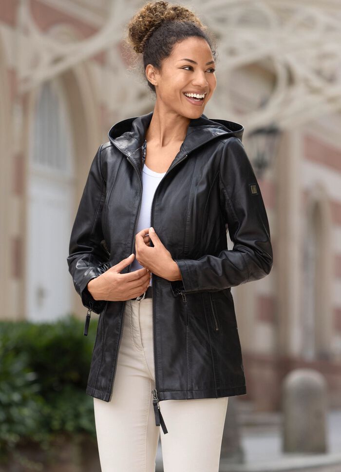 Leren jas met 2-weg rits 