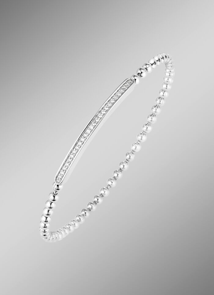 Ball chain armband van fijn zilver 925/- met synthetische zirkonia 