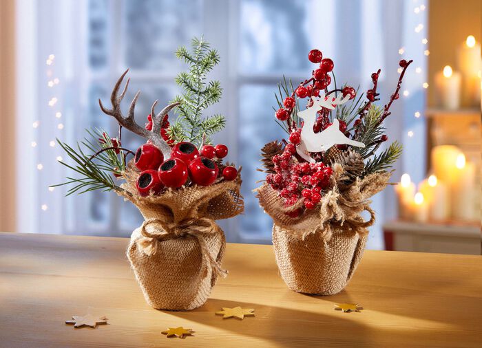 Arrangement in jutezakje, set van 2 