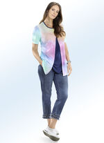 Jeans in 7/8-lengte met franjes aan de zoom en prachtige parelversiering 