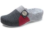 Mubb pantoffel met metalen decoratie GRIJS-ROOD