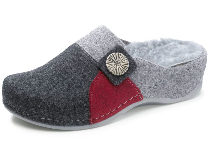 Mubb pantoffel met metalen decoratie GRIJS-ROOD