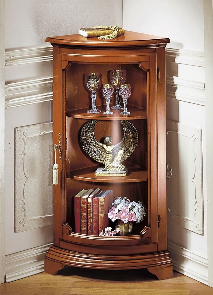 Hoekvitrine, klein, 1 deur NOTENBOOM