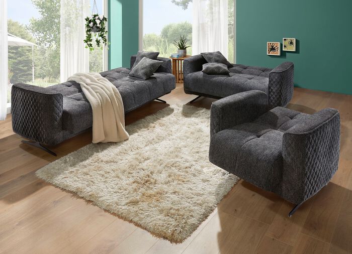 Gestoffeerd meubilair met bedfunctie en sierkussens ANTRACIET