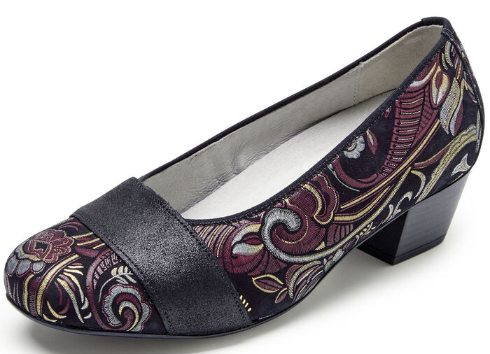 Waldl&auml;ufer, comfortabele damespumps, breedte K, met uitneembaar voetbed ZWART KLEURRIJK