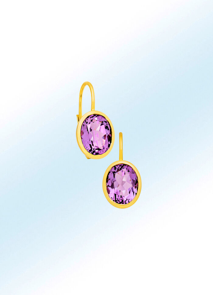 Oorbellen met echte amethist 