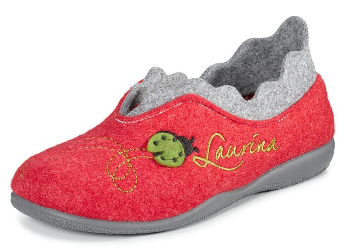 Laurina vilten pantoffels met fantasierijk borduurwerk 