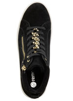 Remonte laarsje met sprankelende decoratieve ketting aan de vetersluiting ZWART