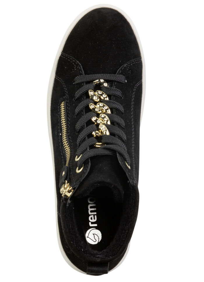 Remonte laarsje met sprankelende decoratieve ketting aan de vetersluiting ZWART