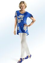 Broek met mooie biezenversiering ECRU