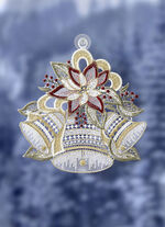 Raamdecoratie 'klokken' van echt kantwerk uit Plauen 