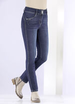 Vormgevende jeans in 4-pocketmodel DONKERBLAUW