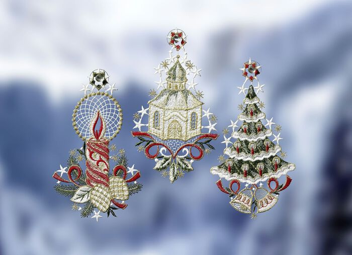 Raamfoto's, set van 3, gemaakt van echt Plauenkant 