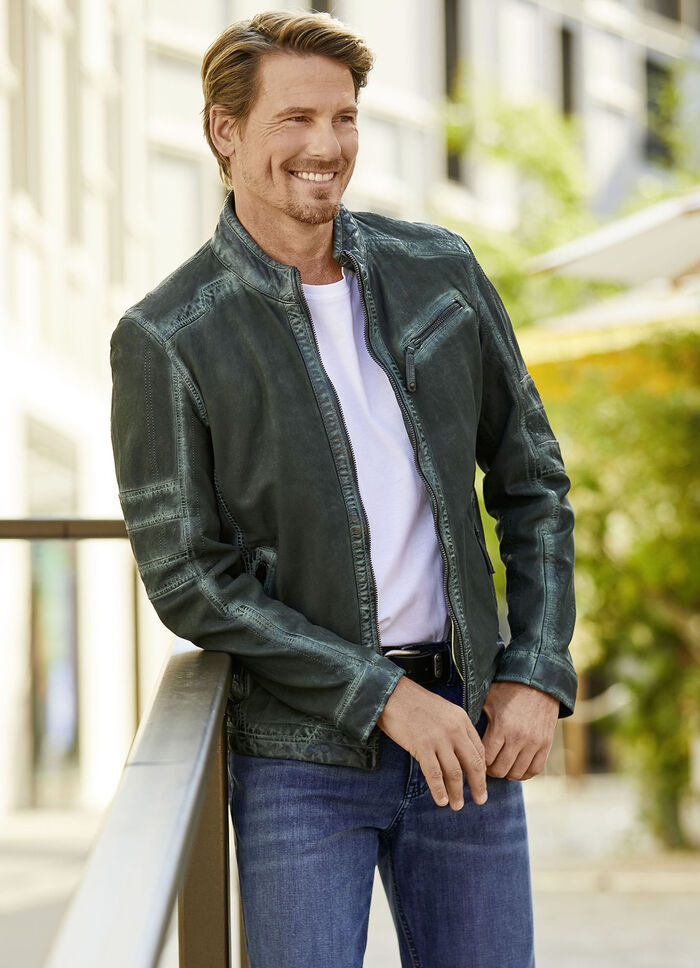 Leren kort jasje van &ldquo;Jilani&rdquo; 