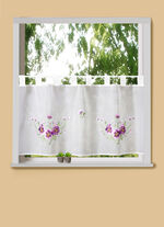 Kort gordijn "Viooltjes", met lussen 