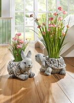 Bosje gras in magnesia pot ROZE-GROEN