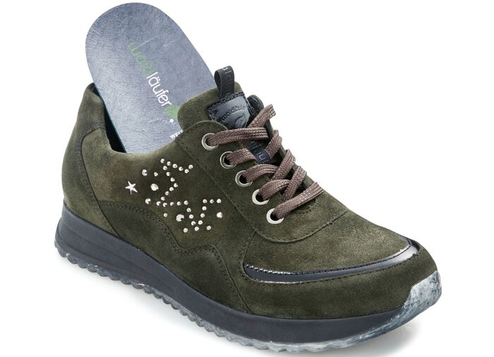 Waldl&auml;ufer veterschoen met trendy klinknageldecoratie KAKI